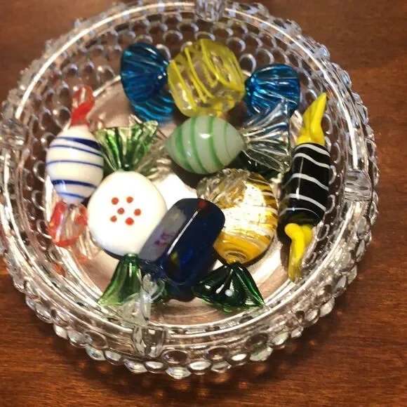 Vintage Art Glass candy 7 unique pieces glass art - Picture 2 of 9
